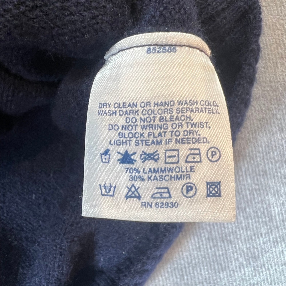 Lands End Mens XL Navy Blue V-Neck Wool Cashmere Pullover Sweater Made in Japan - Picture 5 of 7